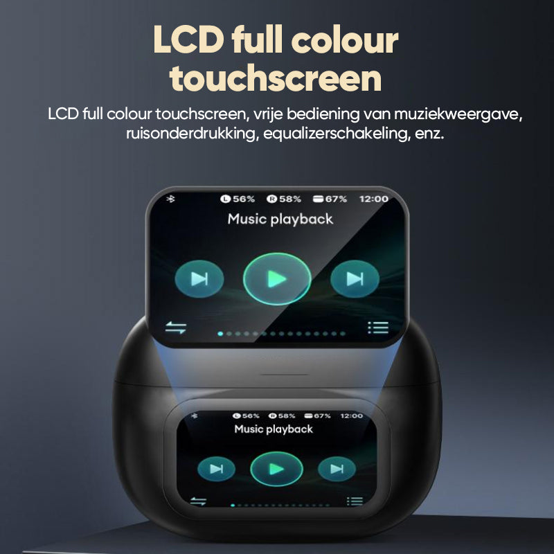 Clip-On Ear LCD Full Color Touchscreen Audio Draadloze Hoofdtelefoon