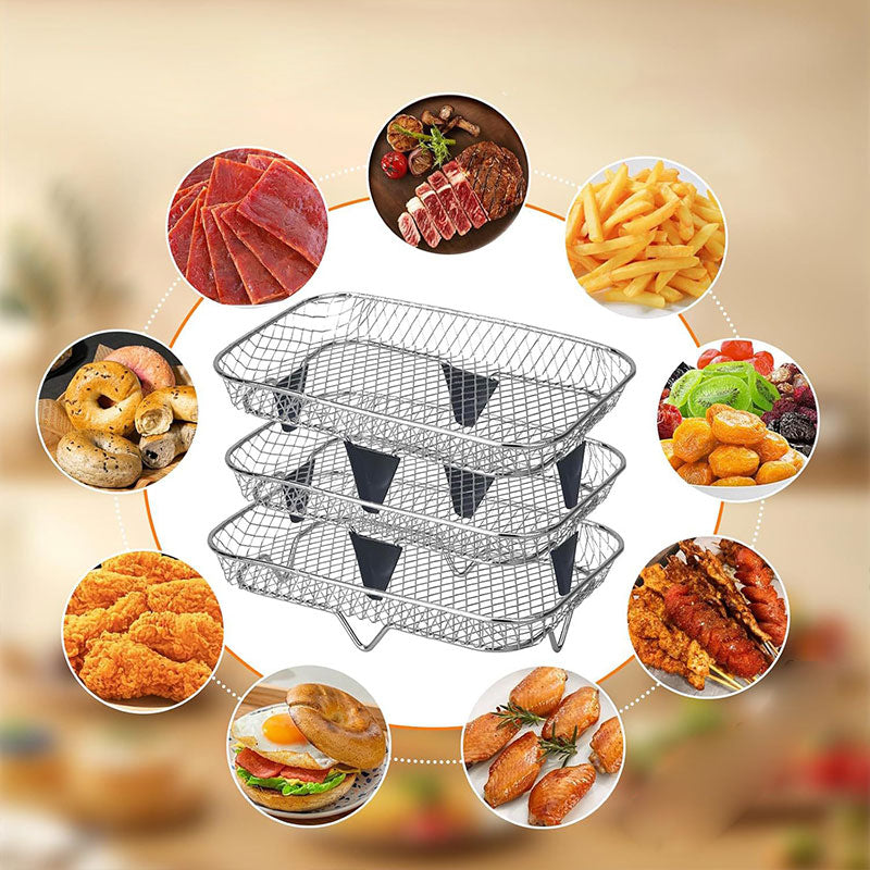 3-laags stapelbare airfryer rooster