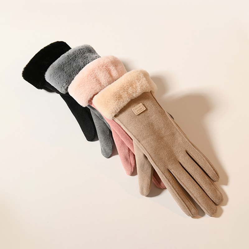 Gants à écran tactile chauds et coupe-vent de couleur unie