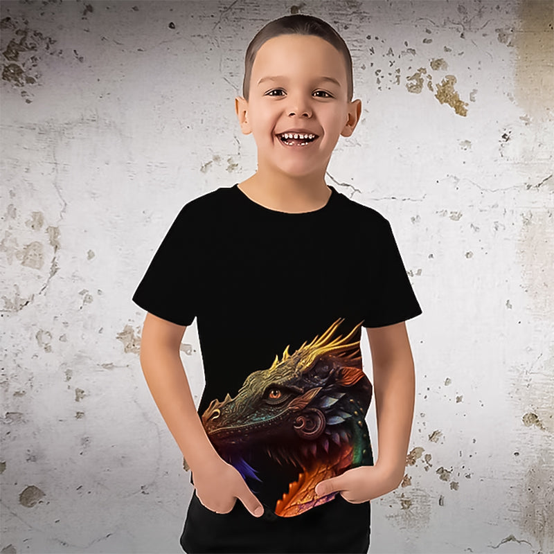 T-shirt à manches courtes à imprimé dinosaure pour garçon