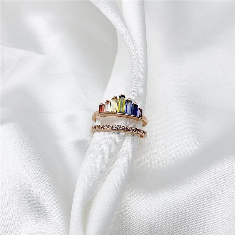 Bague d'Arc-en-ciel à Micro Diamants