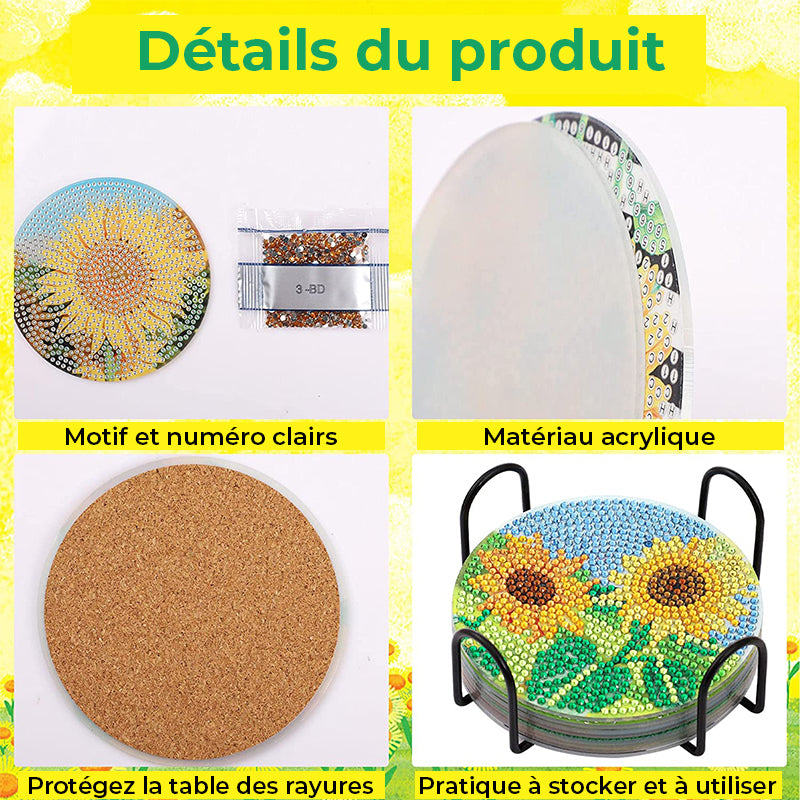 Dessous de verre créatif à faire soi-même, arts du diamant