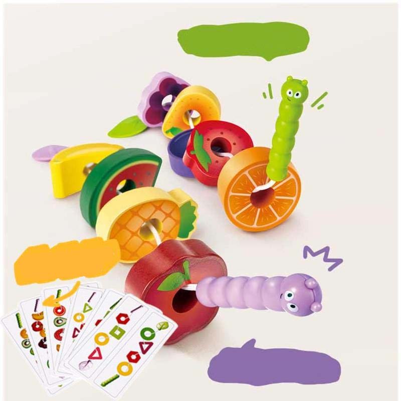 Jeu d'enfilage de fruits