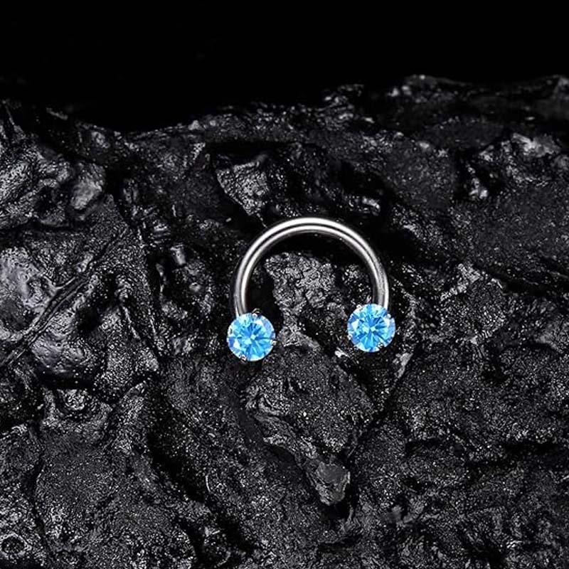 Zirkonia Paardenschoenring met Geschroefde Edelstenen voor Piercings