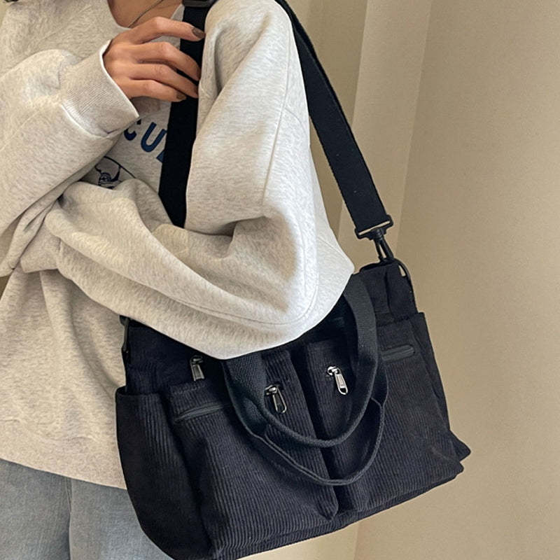 Effen corduroy tas