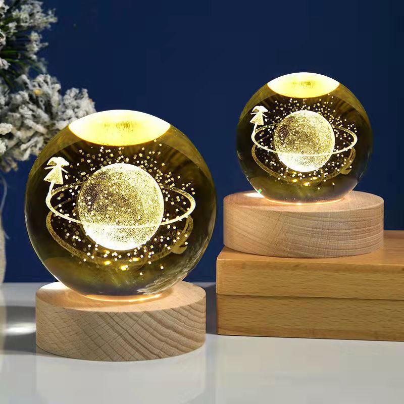 Veilleuse boule de cristal rougeoyante