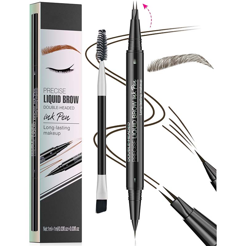 2-in-1 Dual-Ended Wenkbrauwpotlood met Micro-Vork-Tip Applicator en Precieze Borstel-Tip