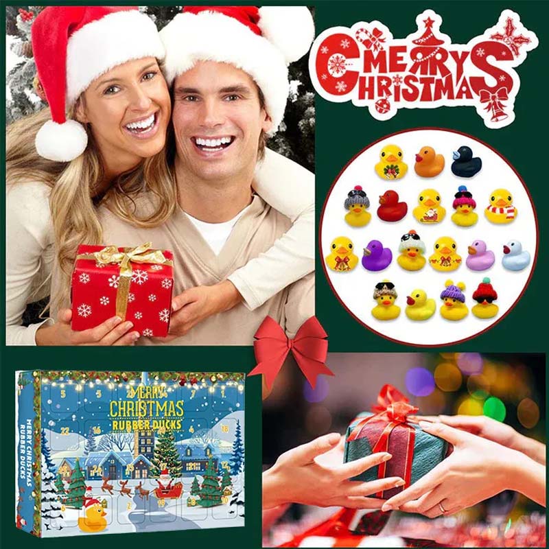 24 stuks kerst rubberen eendjes adventskalender