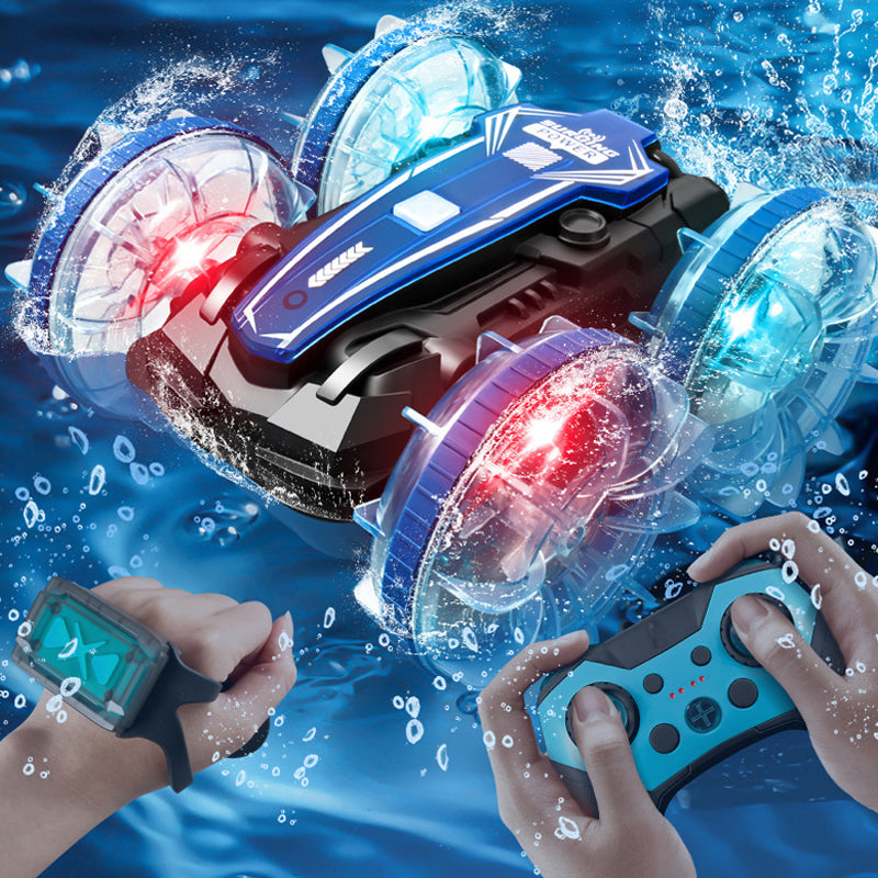 RC Stuntauto voor Land en Water met 2 Afstandsbedieningen