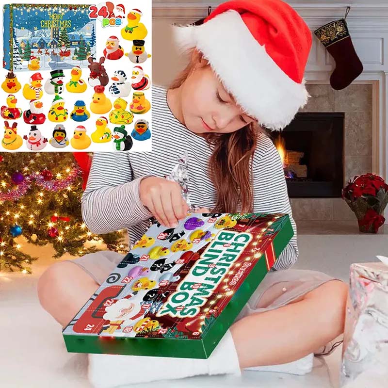 24 stuks kerst rubberen eendjes adventskalender