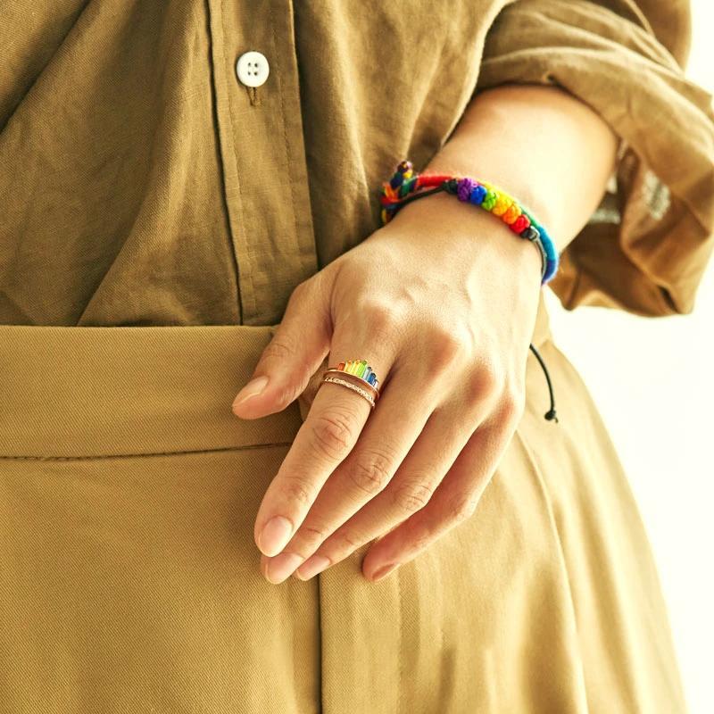 Bague d'Arc-en-ciel à Micro Diamants