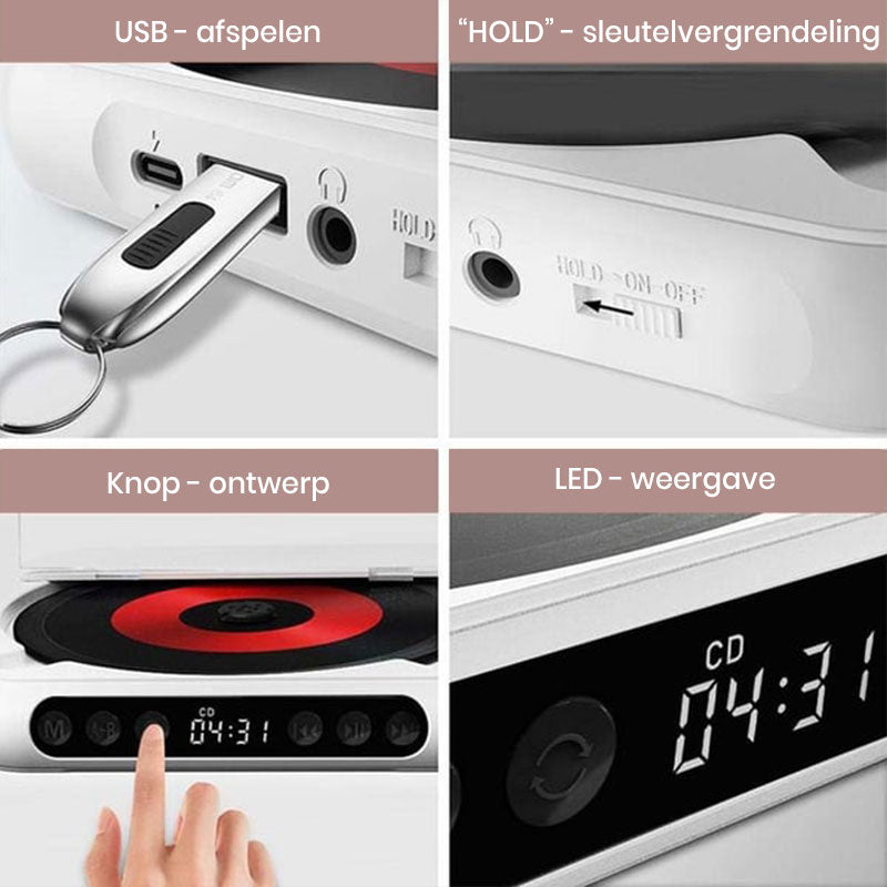 Draagbare Bluetooth-compatibele cd-speler