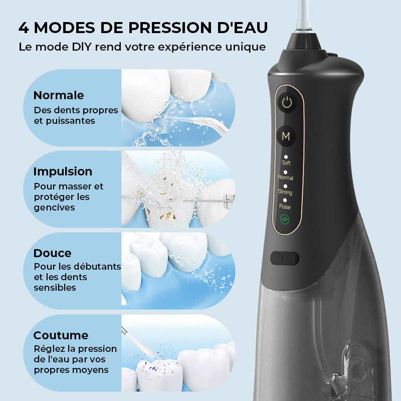 Hydropulseur portable rechargeable et irrigateur buccal