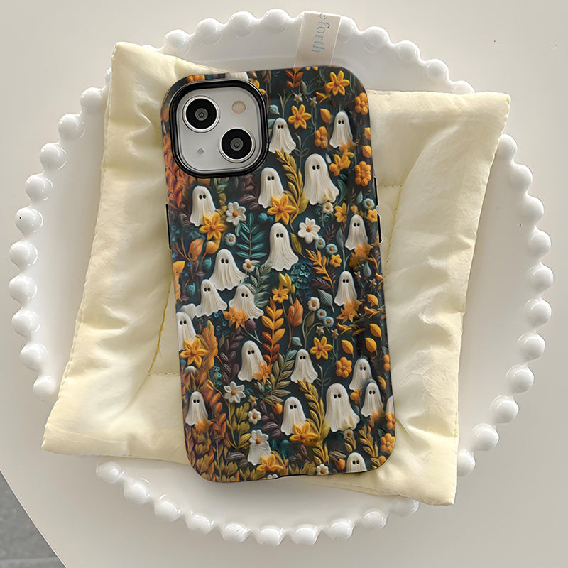 Cartoon Spook en Bloemenpatroon Telefoonhoesje