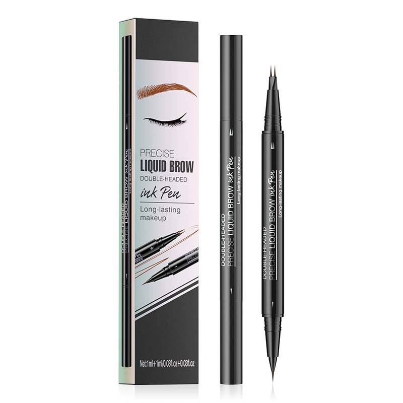 2-in-1 Dual-Ended Wenkbrauwpotlood met Micro-Vork-Tip Applicator en Precieze Borstel-Tip