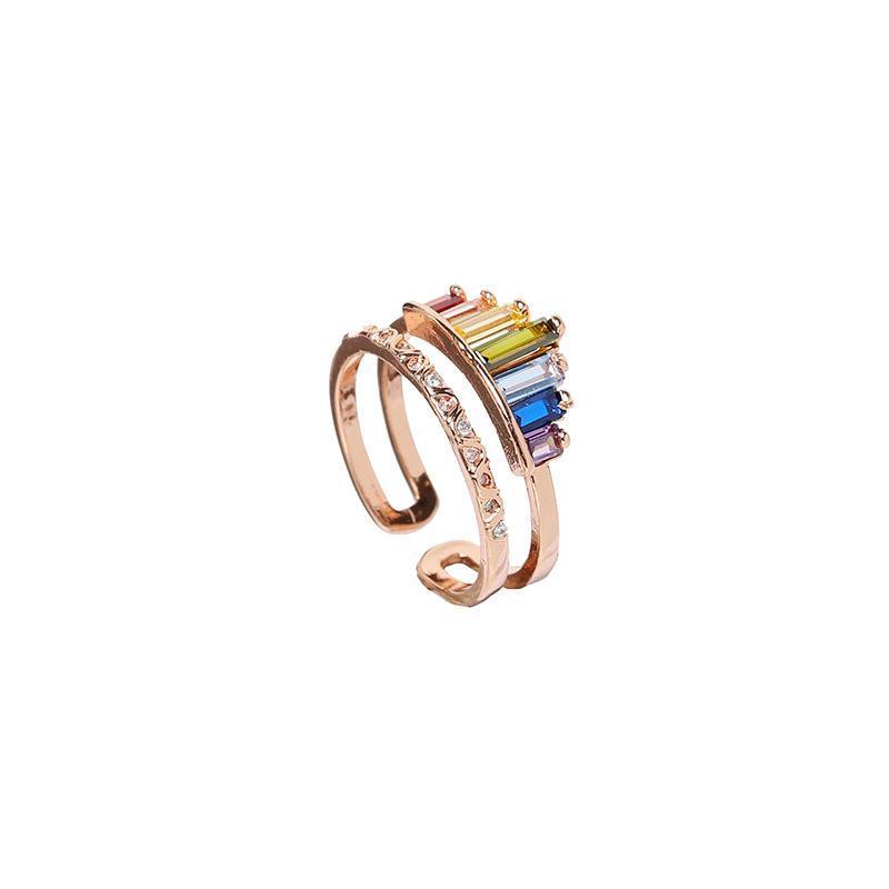 Bague d'Arc-en-ciel à Micro Diamants