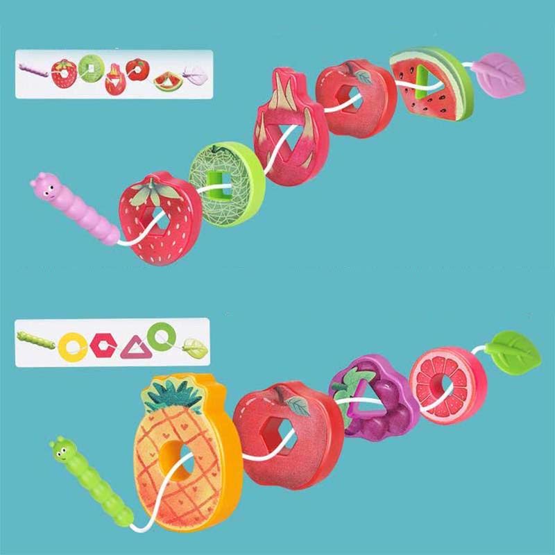 Jeu d'enfilage de fruits