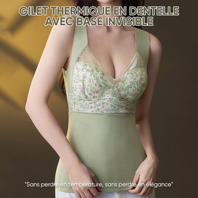 Sous-vêtements thermiques en dentelle avec soutien-gorge intégré 2 en 1