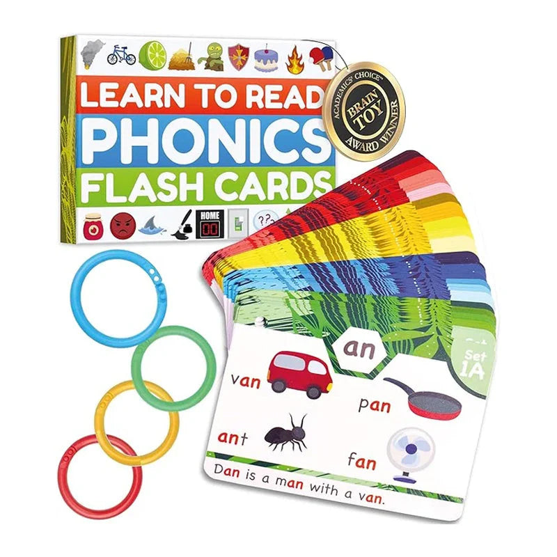 Fonics Flash Cards - Leren lezen in 20 stappen - Digraphs CVC Blends Lange klinkers