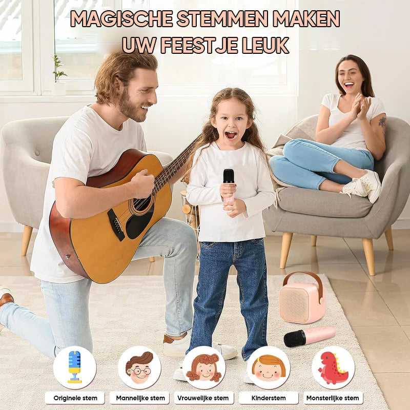 Mini Karaoke Machine met draadloze microfoons