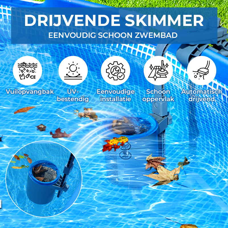 Drijvende zwembadskimmer met montagebeugel