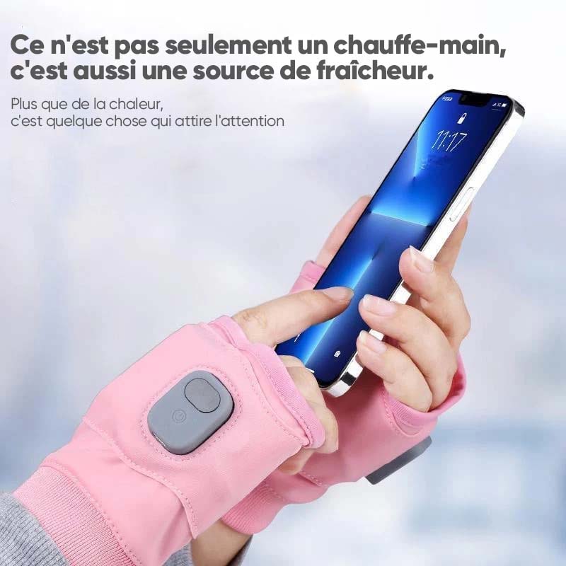 Gants chauffants sans doigts rechargeables par USB