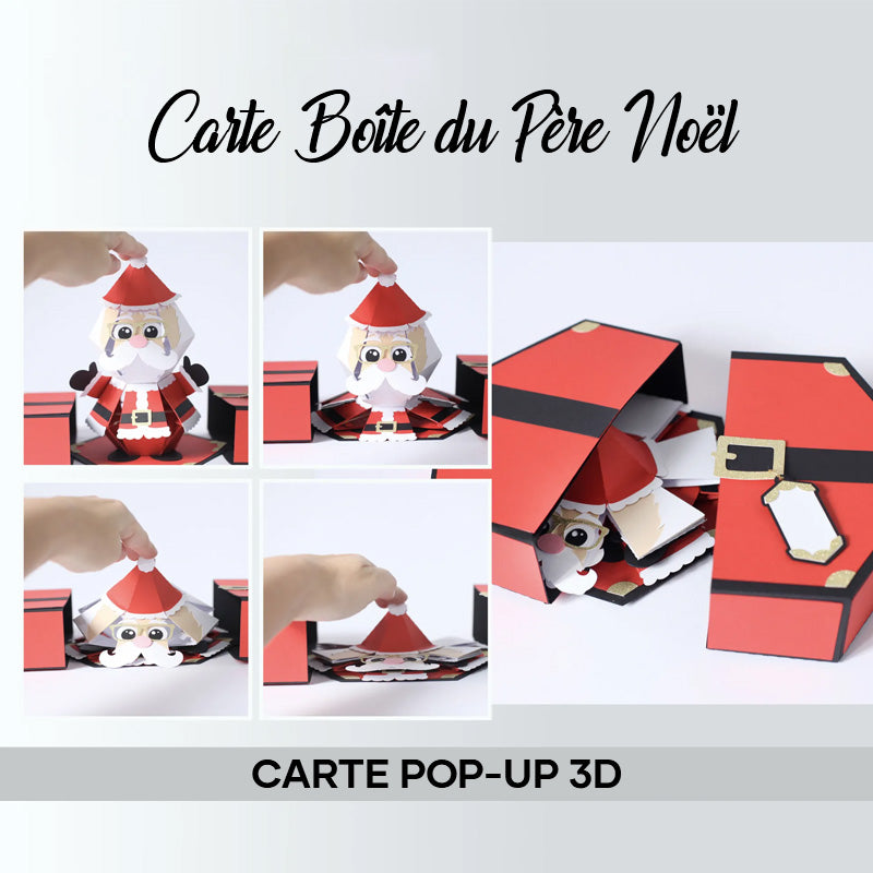Carte de boîte pop-up 3D pour farces du Père Noël
