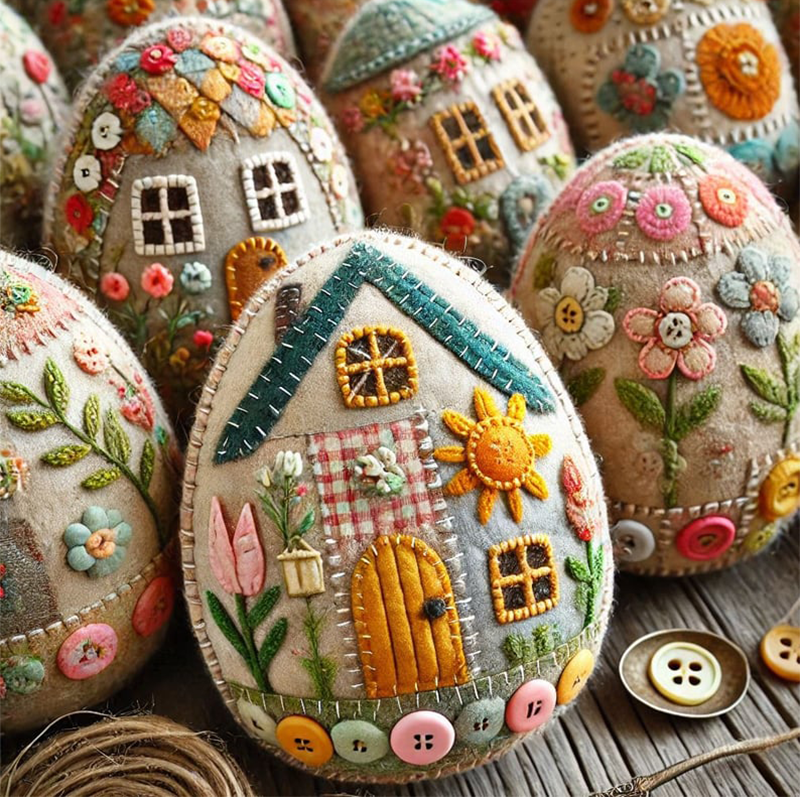 Patchwork vilten eierhuis doe-het-zelfpakket