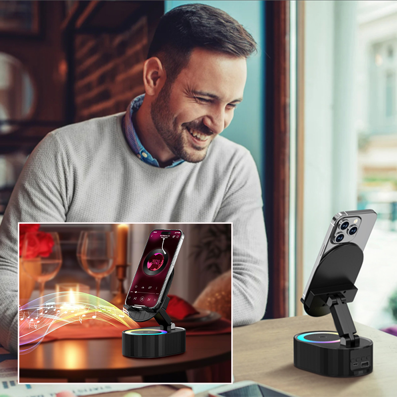 360° verstelbare telefoonstandaard met ingebouwde Bluetooth-luidspreker