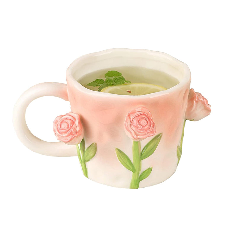 Mug fleur en relief tridimensionnel