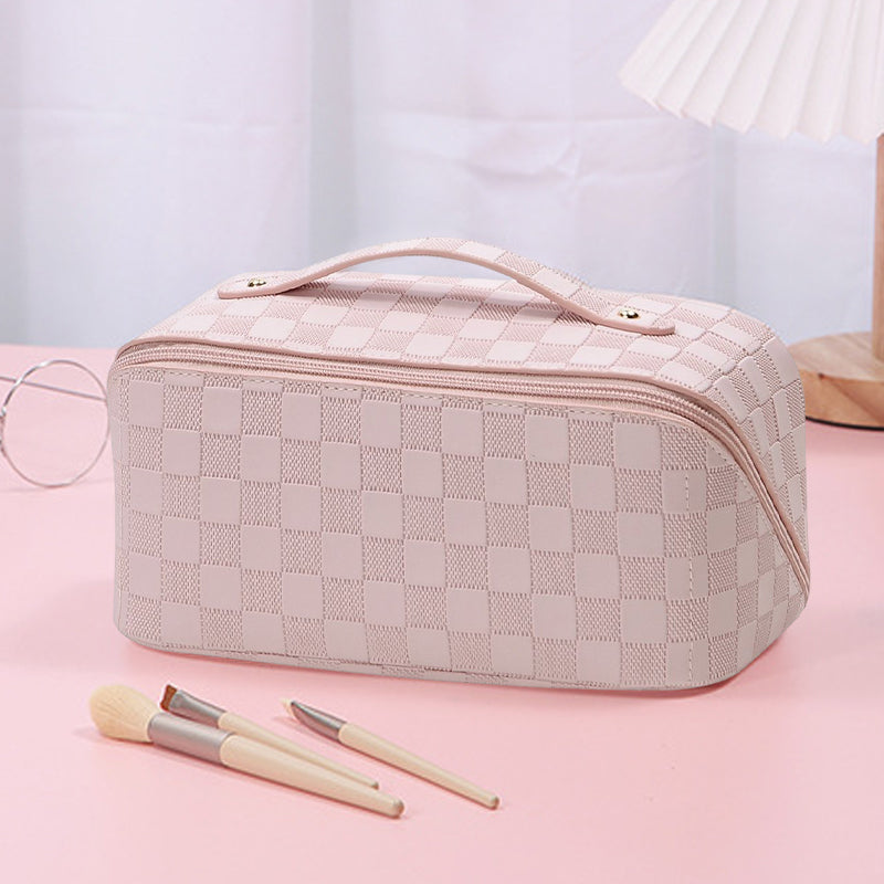 Vintage geruite cosmetische tas