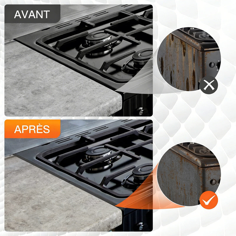 Couvre-joints de cuisinière rétractables en inox