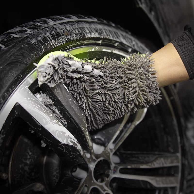 Gants de lavage de voiture double face à cinq doigts