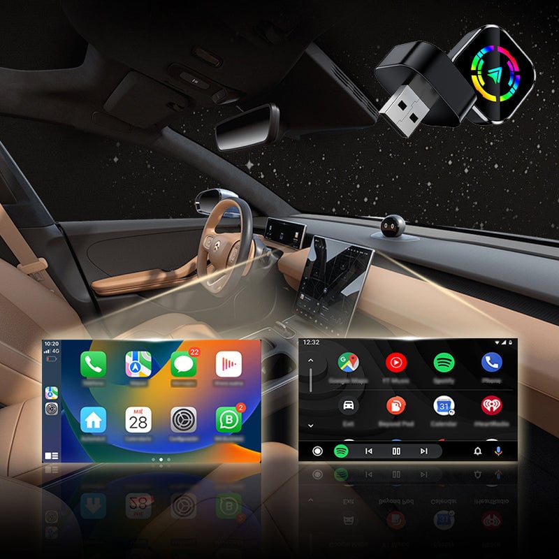 2-in-1-adapter: Draadloze CarPlay & Android Auto
