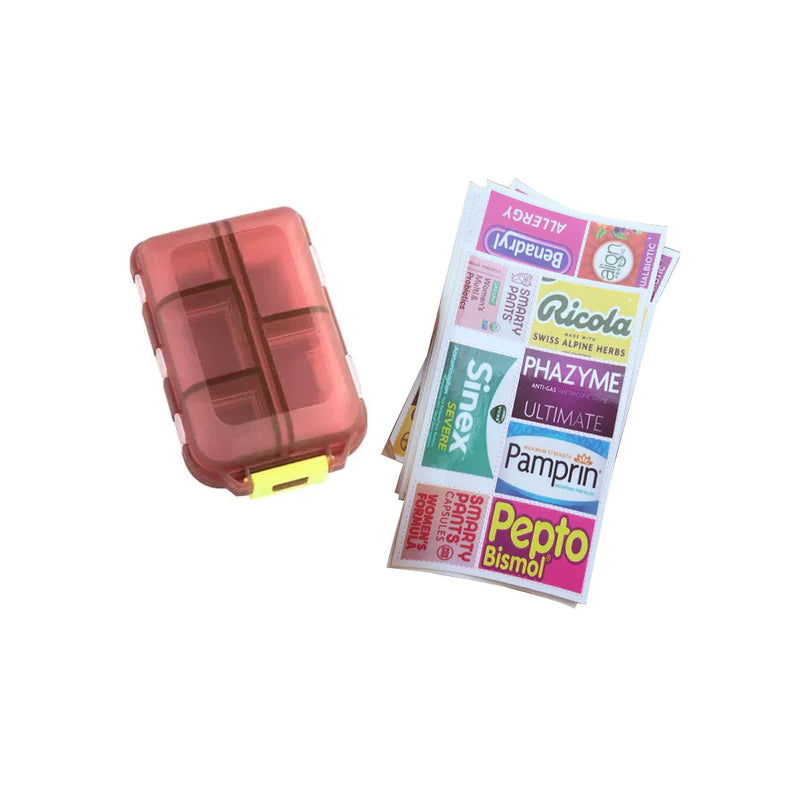 Mini étui à pilules DIY avec étiquettes
