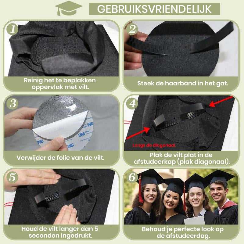 Stevige anti-val haarband voor afstudeerpet