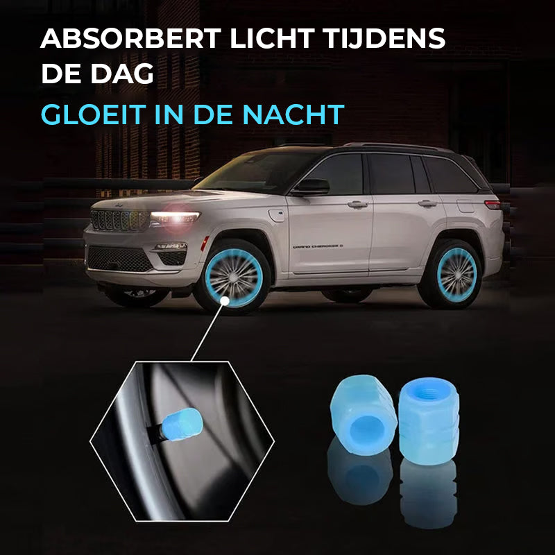 Universele Fluorescerende Bandventieldoppen (4 stuks/set)