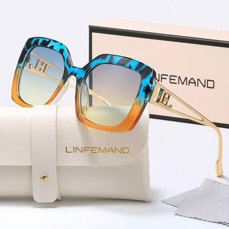 Lunettes de soleil unisexes vintage tendance à grande monture