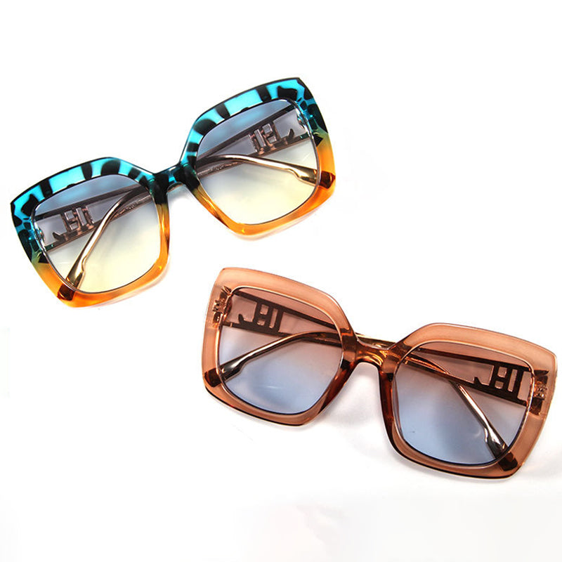 Lunettes de soleil unisexes vintage tendance à grande monture