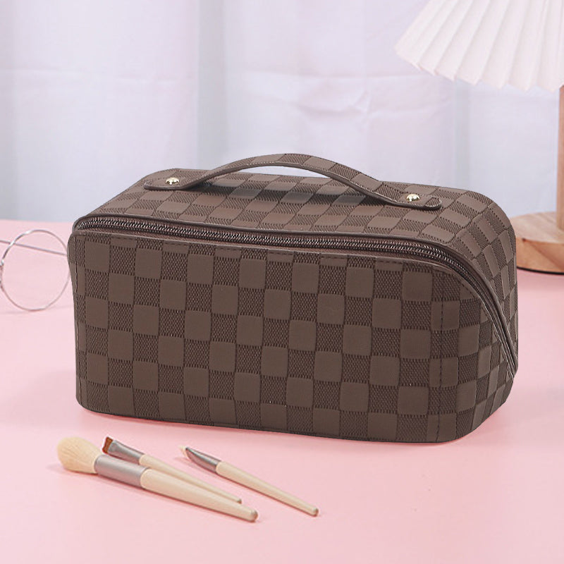 Vintage geruite cosmetische tas