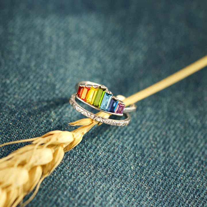 Bague d'Arc-en-ciel à Micro Diamants