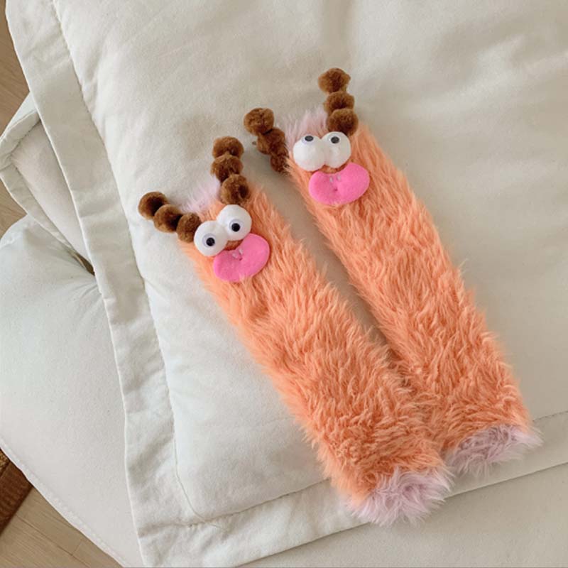 Chaussettes chaudes et moelleuses avec monstre de dessin animé