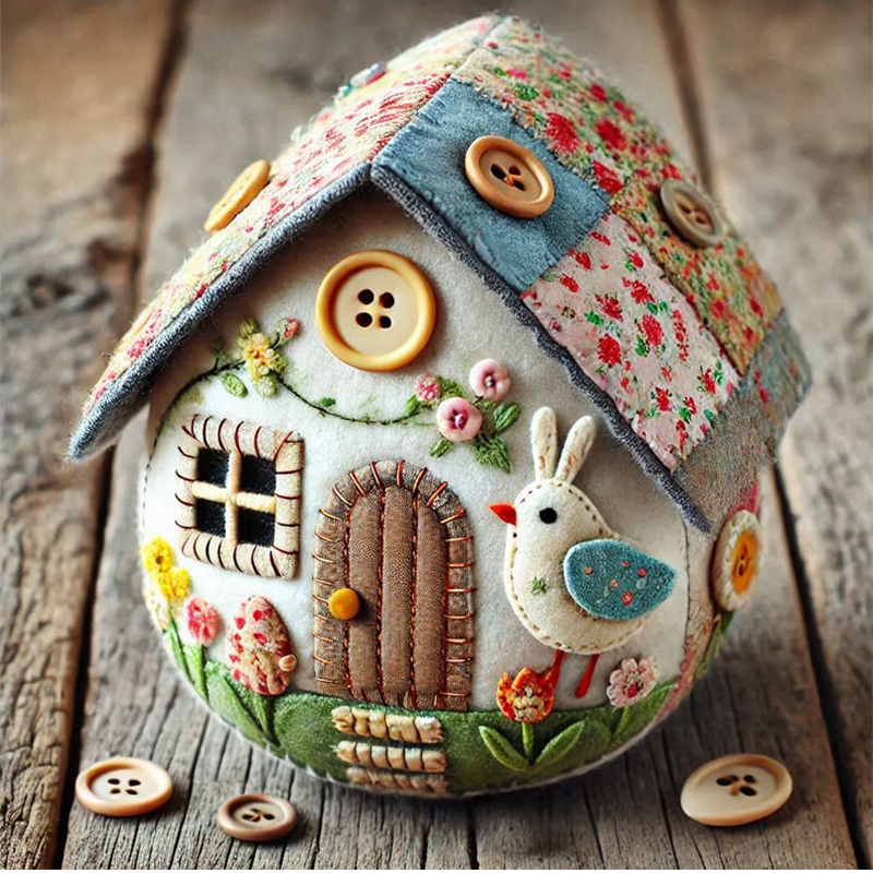 Patchwork vilten eierhuis doe-het-zelfpakket