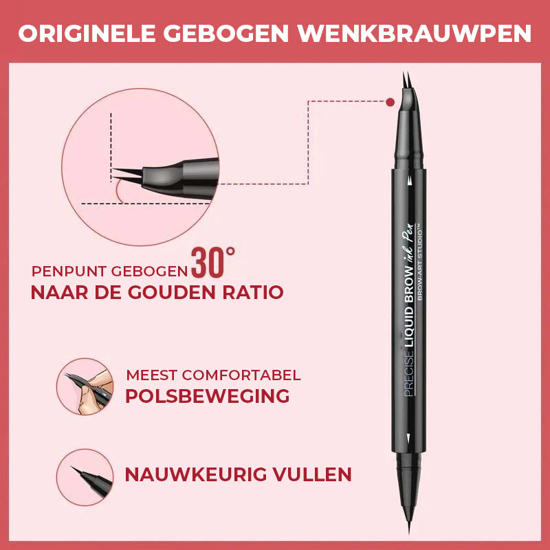 2-in-1 Dual-Ended Wenkbrauwpotlood met Micro-Vork-Tip Applicator en Precieze Borstel-Tip