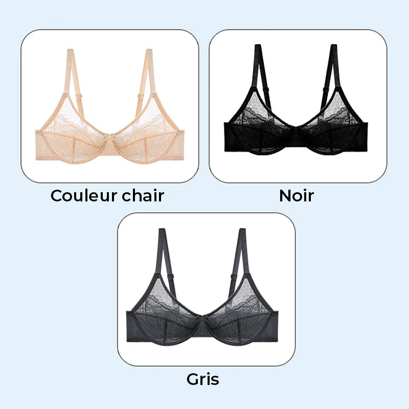 Soutien-gorge confort en dentelle florale et maille respirante