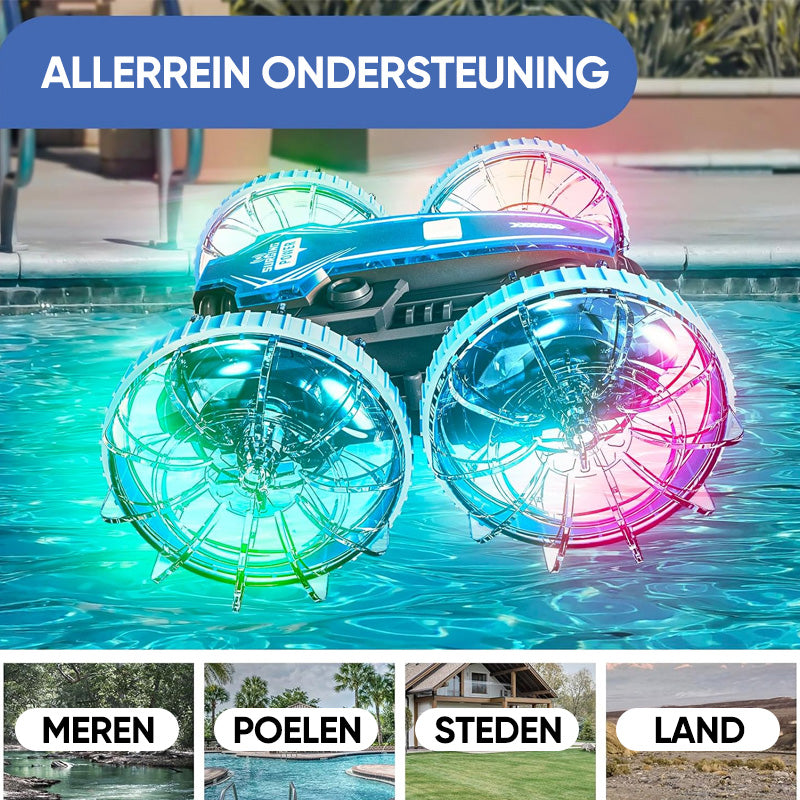 RC Stuntauto voor Land en Water met 2 Afstandsbedieningen