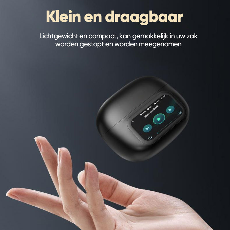 Clip-On Ear LCD Full Color Touchscreen Audio Draadloze Hoofdtelefoon