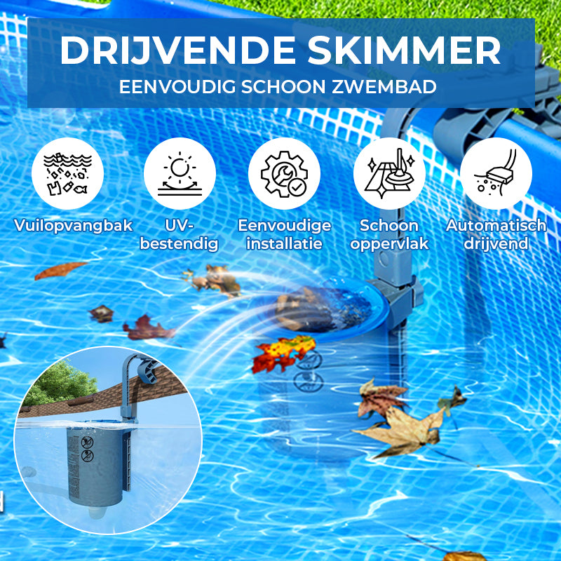 Drijvende zwembadskimmer met montagebeugel