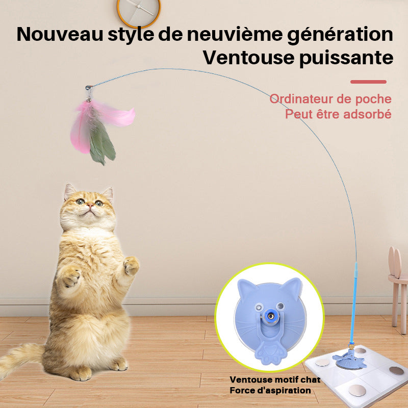 Jouet drôle de bâton de chat avec baguette détachable et base de ventouse