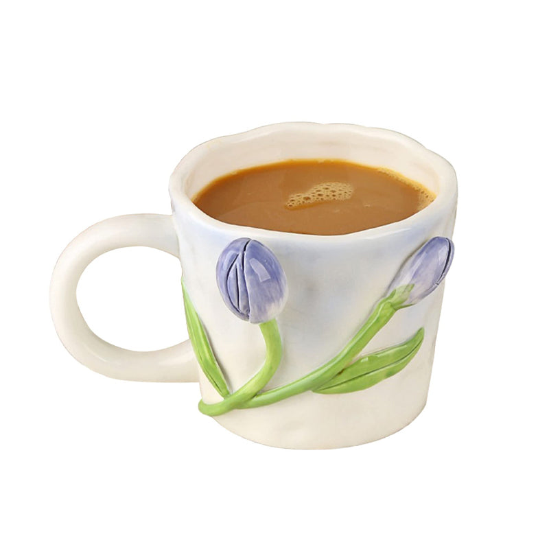 Mug fleur en relief tridimensionnel